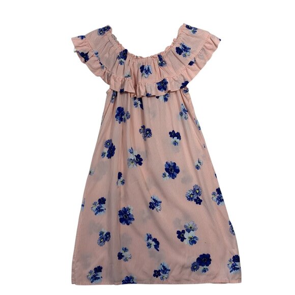 Ruffled Sleeveless Top blouse Pink floral  Size medium EYESHADOW - Picture 1 of 10